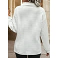 thumbnail image 3 of DOKOTOO Pullover Sweatshirts for Women Casual Textured Tops Lapel Collar Lightweight Shirts White L US12-14, 3 of 8