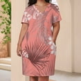 thumbnail image 3 of Coral Floral Tropical Seamless Pattern Women's Summer Short Sleeve Casual Dresses Party Dress, 3 of 5