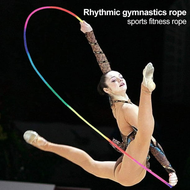 Cuerda de gimnasia de 3 metros Cuerda de gimnasia rítmica arcoíris Cuerda de competición de entrenamiento deportivo Cuerda trenzada de bricolaje Cuerda para saltar al aire libre para niños adultos