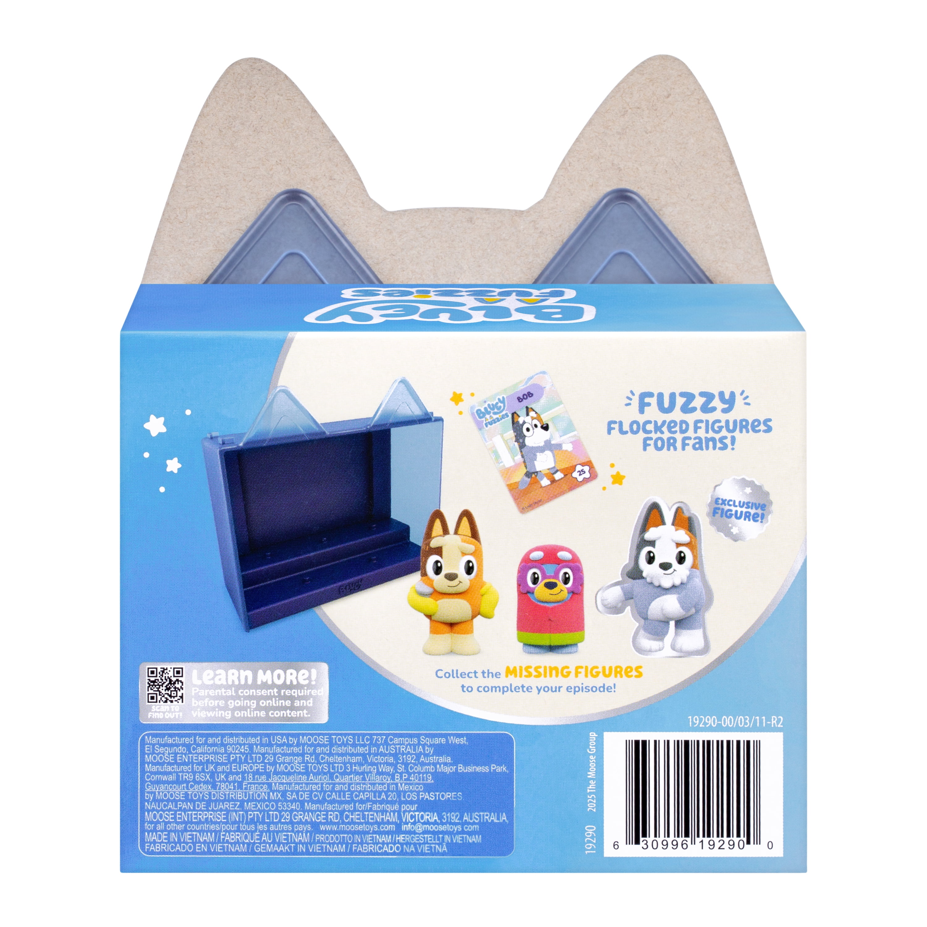 Bluey Fuzzies Episode Pack: Grannies. 3 Flocked Collectibles (Incl. 1 Exclusive), Display Case, Trading Card, and Collector's Guide. Ages 4+