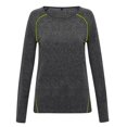 thumbnail image 1 of Tri Dri - Top Camiseta deportiva de manga larga y cuello amplio para mujer señora (Negro Jaspeado), 1 of 4