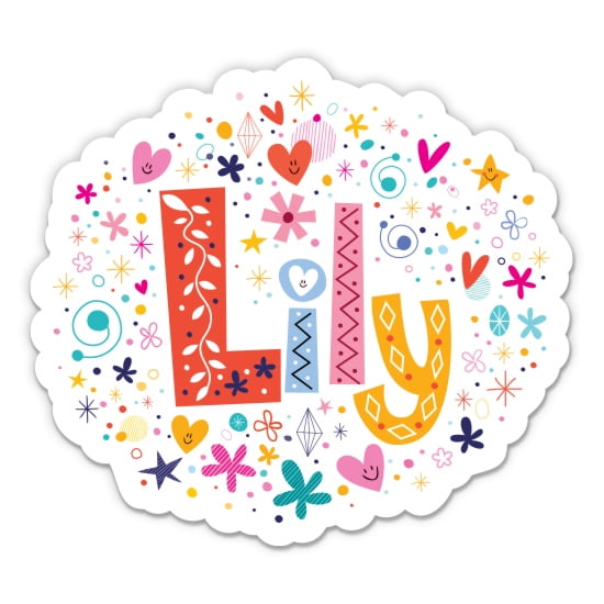 Lily Girl Name Cute Kid Lunchbox - 3" Vinyl Sticker - For Car Laptop Water Bottle Phone - Waterproof Decal