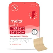 Wellbeing Nutrition Melts Instant Energy, 100% Plant Based Green Tea Caffeine, Essential Electrolytes and Vitamins for Endurance, Sports Hydration, Pre Workout Energy Boost - 30 Oral Strips