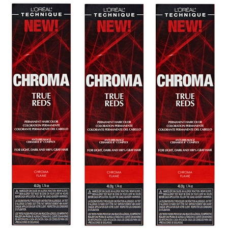 L'Oreal True Reds Chroma Flame Permanent Hair Color Tint HC-22917 (3 Pack)