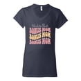 thumbnail image 2 of Wild Bobby, World's Best Bonus Mom Mother's Day Women’s Standard V-Neck Tee, Navy, Medium, 2 of 6