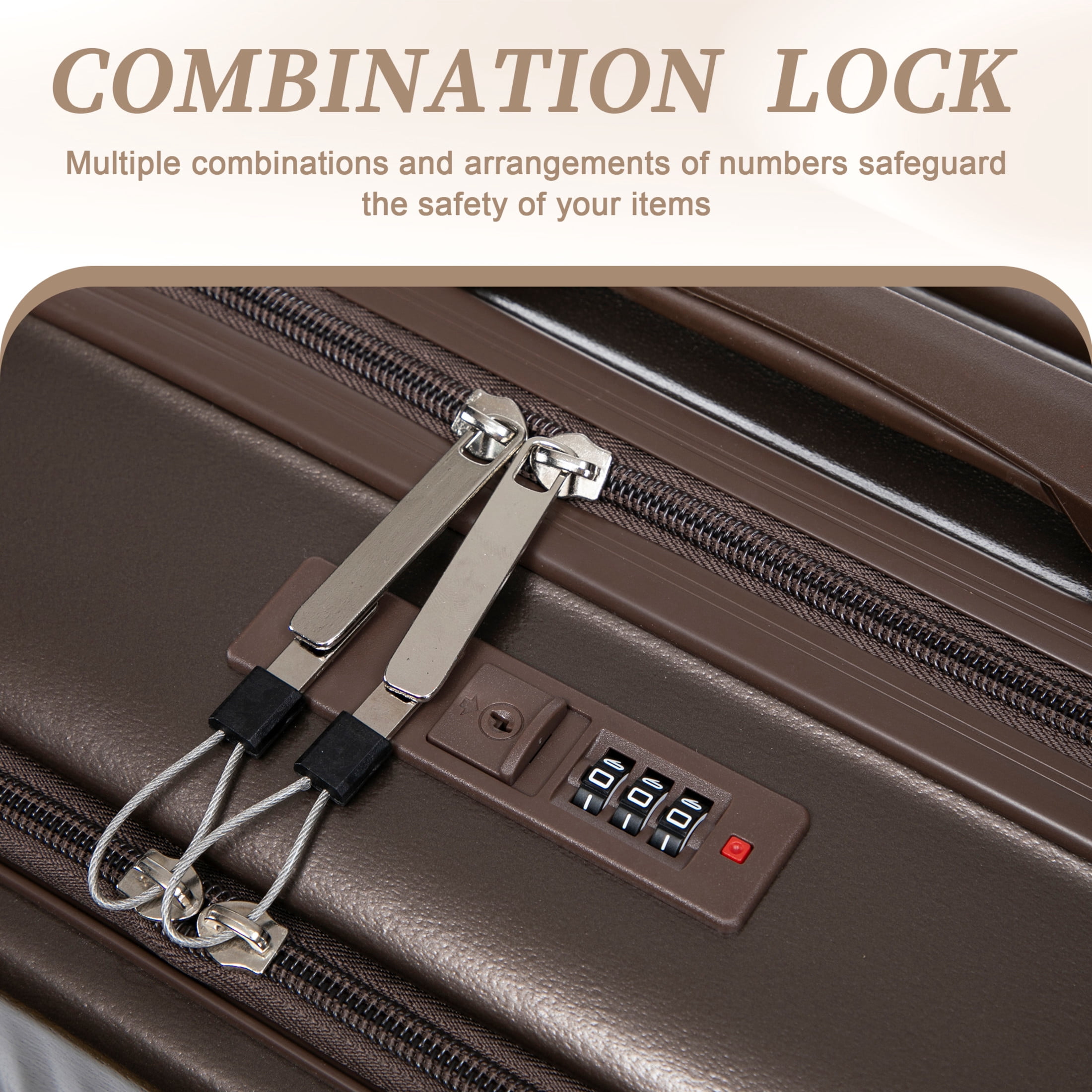 Noble House Lorven 2-Piece ABS Spinner Luggage Set, 20" Carry-On Suitcase and Cosmetic Case, Combination Lock, Deep Brown