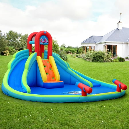 Gymax Inflatable Bounce House Dual Slide Climbing Wall Splash Pool w/ Blower | Walmart Canada