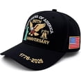 thumbnail image 2 of United States 250th Anniversary Hat Embroidered 1776-2026 American Hat, Patriotic Bald Eagle Baseball Cap for Men Women, 2 of 5
