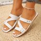 thumbnail image 5 of Mujeres Zapatos de Caminar Estilo Crisscross Correa de Tobillo Sandalias Planas, Correa de Tobillo Pisos Más Tamaño Redondo Pie Abierto Pie de la Playa Zapatos de Verano, 5 of 9