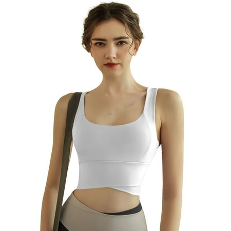 PRORMOOW Sports Bras for Women  Full Cup Bra  Wireless Bras  Yoga Bra  Women s Sports Bras  Women s Sports Underwear Slim Strap Yoga Bra Vest  White  38