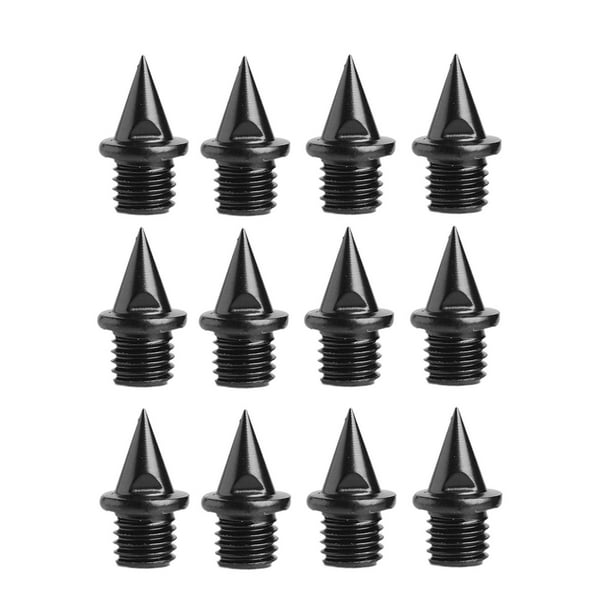 12 clavos para zapatillas de atletismo, antideslizantes y puntiagudos, para campo a través Negro