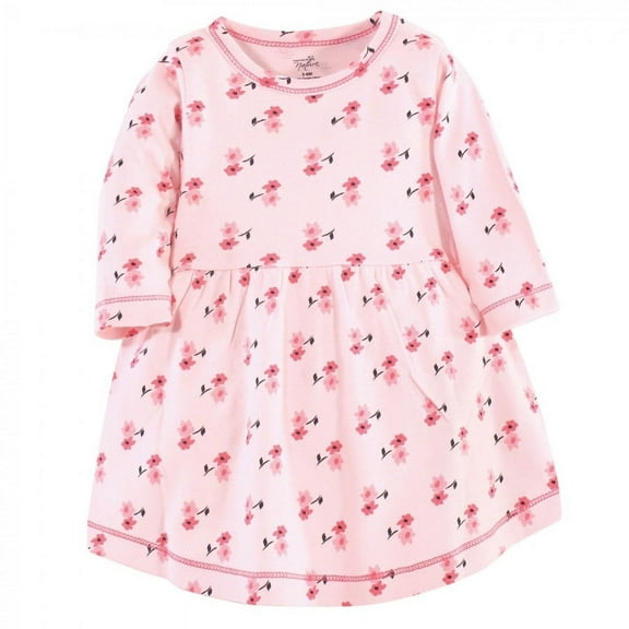 Touched by Nature Baby and Toddler Girl Organic Cotton Long-Sleeve Dresses 2pk, Coral Garden, 18-24 Months