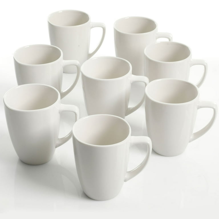 Gibson 8 PC 12 oz Mug Set - Square - White - Fine Ceramic