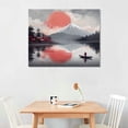 thumbnail image 2 of ALEPADNF Japanese Wall Art For Bedroom Pink Wall Decor Cherry Blossom Wall Art Japanese Ink Painting Wall Art Mount Fuji Moon Lake Modern Black And Red Landscape Artwork Ready To Hang 16x12in, 2 of 6