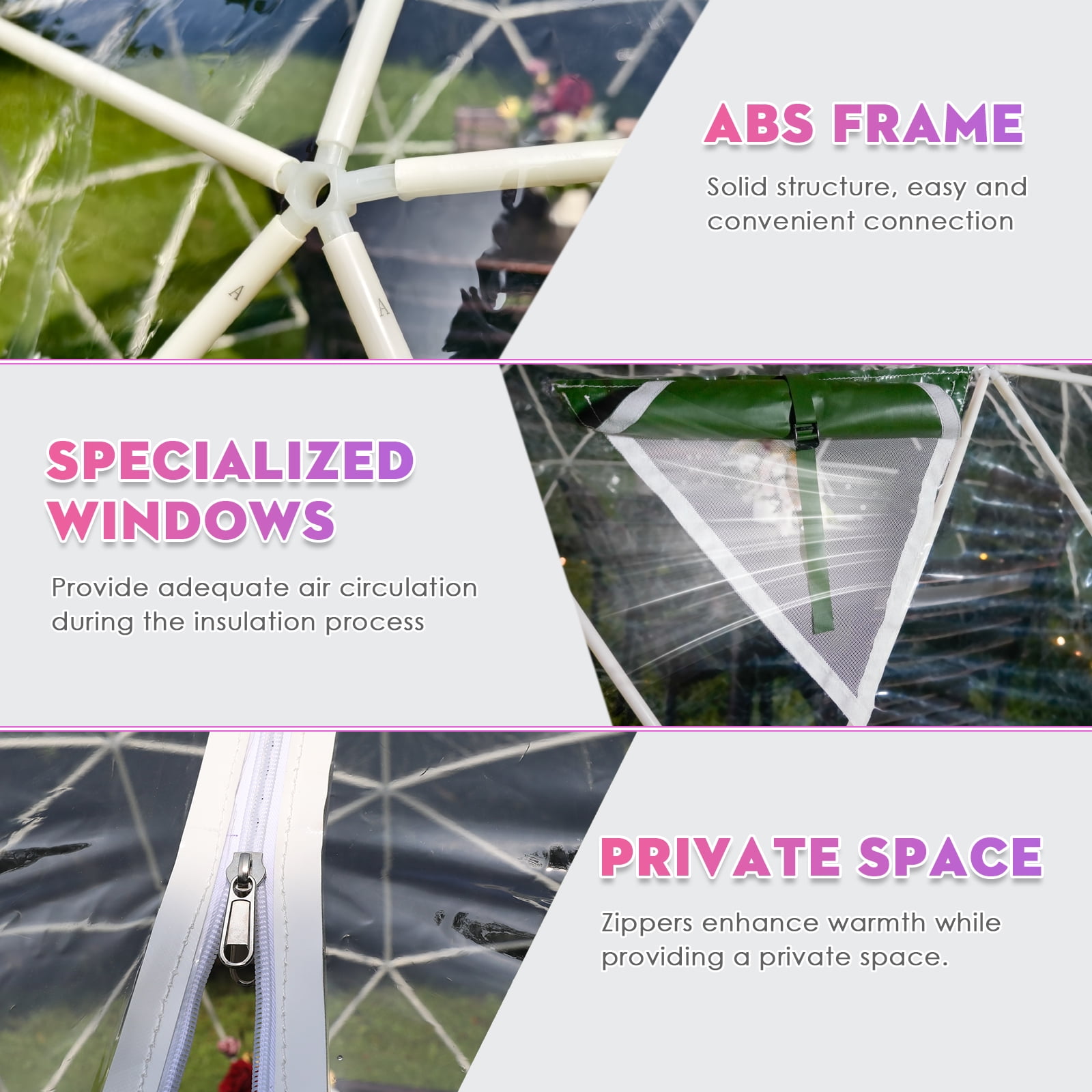 Vakiorn Garden Dome Tent 9.5x5.7 ft Outdoor Greenhouse 2-4 Person Waterproof Clear for Camping Party Wedding Christmas Green