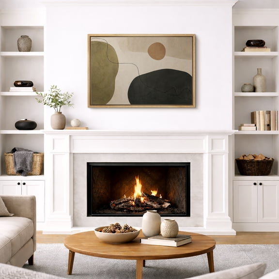 Framed Canvas Print Wall Art Organic Neutral Abstract Print Contemporary Artwork For Living Room Decor - 16"x24" NATURAL