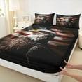 thumbnail image 3 of Castle Fairy Animal Eagle Twin Sheet Sets 3pcs for Adults Female Men,Vintage American Flag Twin Fitted Sheet Microfiber,Independence Day Breathable Flat Sheet,Microfiber Bedroom Decor, 3 of 7