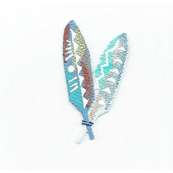 Two Feathers - Southwest Style- Iron on Applique - Embroidered Patch