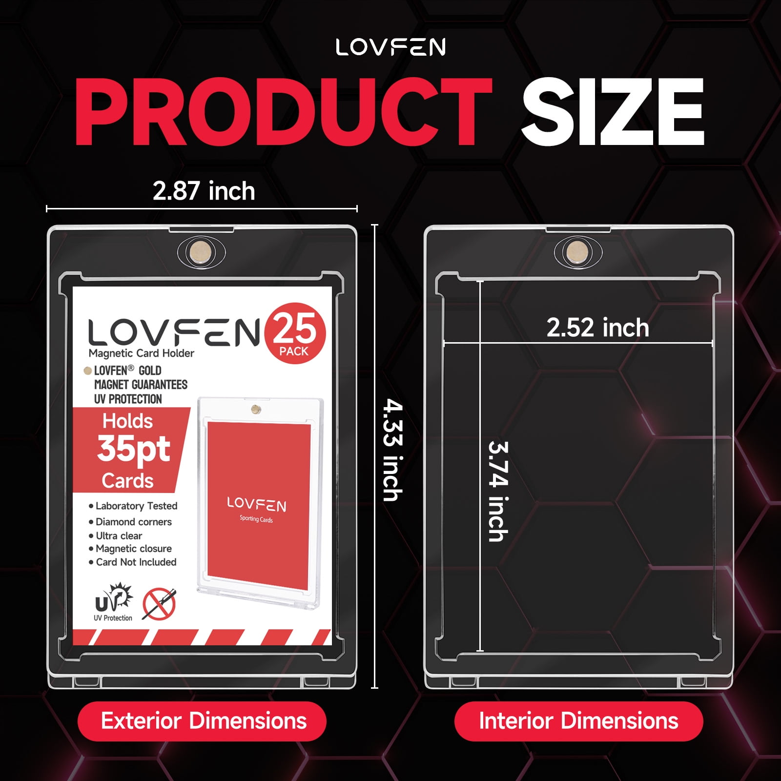 LOVFE 200ct Magnetic Card Holder for Trading Cards, 35pt One Touch Card Holder, Card Protectors Hard Plastic, Magnetic Card Case for Sports Card, Baseball Card Holders, Display Case for Standard Card
