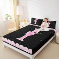 thumbnail image 4 of Manfei Personalized Letter I Bed Sheets,Bow Monogrammed Theme King Sheets,Pink Black Sheet Set For Girl Teens,Ultra Soft Bedroom Decor,4pcs, 4 of 7