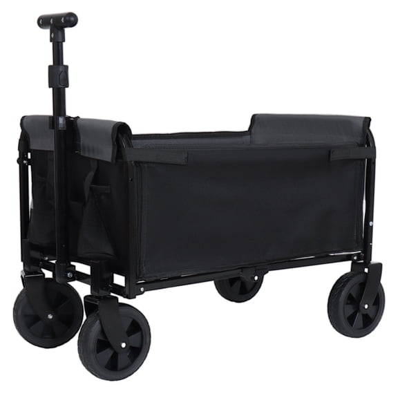 Foldable Wagon with Seat, Collapsible Utility Wagon Cart, 220 lbs Heavy Duty Folding Wagon, 360 ° All-Terrain Wheels, Portable Beach Wagon for Camping, Garden, Grocery, Sports, Shopping