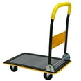 thumbnail image 2 of Flatbed Cart, 330lbs Heavy Duty Capacity Platform Hand Truck 360 Degree Swivel Wheels Foldable Push Hand Cart for Loading and Storage, Warehouse-Yellow, 2 of 11