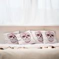 thumbnail image 3 of Ambesonne Sugar Skull Throw Pillow Cover 4 Pack, Mexican Ornaments, 18", Pink Pale Pink White, 3 of 6