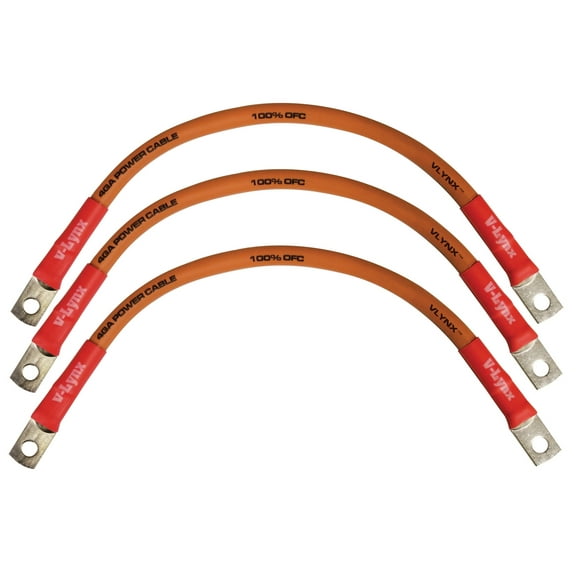 QTY 3 Battery Cable VBL4-O 4 Gauge AWG 9" 100% OFC Copper Flexible Vlynx Wire MADE IN USA Orange