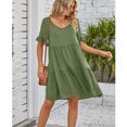 thumbnail image 3 of Women Dress V-Neck Short Sleeve T-Shirt Dress Babydoll Ruffles Casual Mini Dress, 3 of 6