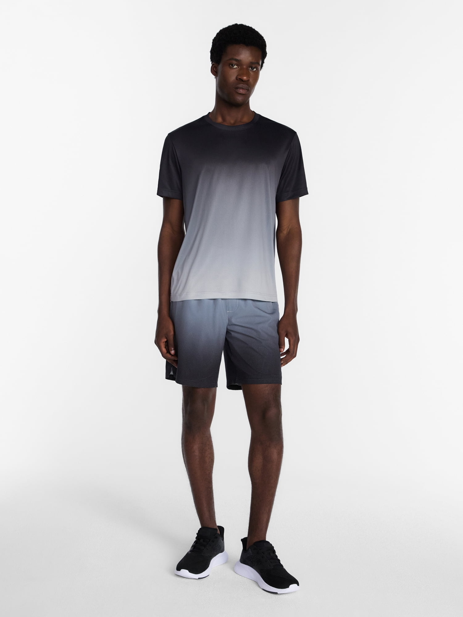 Athletic Works Men's and Big Men's Active Ombre Perforated Mesh Performance Tee Shirt, Sizes XS-5XL