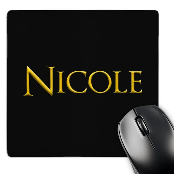3dRose, Nicole prominent girl name in the America. Yellow on black talisman, MousePad