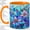 Orange, variant on Blue Bloom Coffee Mug, Stained Glass Floral Art, Calm Daily Sips for Tea