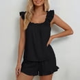 thumbnail image 4 of SUNBS 2 Piece Outfit for Women Lounge Sets Ruffle Pj Soft Tank Top and Shorts Sleepwear Set Bridal Pajamas Set, 4 of 10
