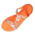 thumbnail image 3 of BRGZLK Flat Sandals For Women 2026 Dressy Butterfly T-Strap Sparkly Bling Summer Elastic Ankle Strap Jeweled Casual Beach Wedding Party Dress, 3 of 5