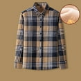 thumbnail image 2 of LODIENY Men's Cotton Flannel Shirt Jacket Casual Sherpa Fleece Lined Long Sleeve Plaid Button Down Shirt Big and Tall Regular Fit Heavyweight Thermal Outwear Shacket Tops Khaki XXXL, 2 of 5