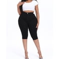 thumbnail image 6 of Gocolloa Plus Size Capris for Women 17" Inseam Stretchy Capri Jean Shorts High Waisted Cropped Pants Black 26W, 6 of 6