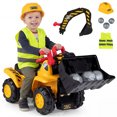 thumbnail image 1 of Gymax 3-in-1 Ride On Excavator & Bulldozer w/Detachable Bucket 3 Toy Stones Helmet, 1 of 10