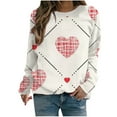 thumbnail image 1 of VALMASS Chandails en Molleton de la Saint-Valentin pour Femmes Manches Longues Col Rond Décontracté Mode Ample Blouses (TG, Blanc-C), 1 of 4