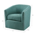 thumbnail image 4 of 300 Lbs Capacity Swivel Chair, 360° Rotation, Teal Upholstery With Gold/indigo Accents, Solid Wood & Plywood, Metal Base, High Density Foam Chair: Max Weight, Textured Upholstery, Metal, Dense, 4 of 4
