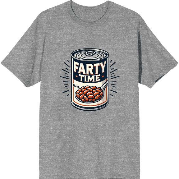 Fart Time Beans Adult Heather Gray Crew Neck Short Sleeve Tee-Medium