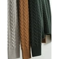 thumbnail image 3 of Knitted Baseball Collar Twisted Rope Texture Buttoned Sweatshirt, Olive Green, Large, 3 of 3