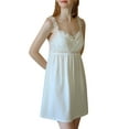 thumbnail image 3 of Biekopu Women Nightdress, Sleeveless V-neck Lace Patchwork Loose Mini Slip Dress Sleepwear, 3 of 8
