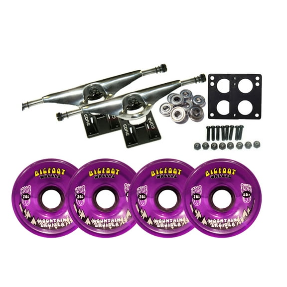 LONGBOARD Trucks/Wheels/Bearings SILVER 7.0 BIGFOOT 76MM CRUISERS PURPLE