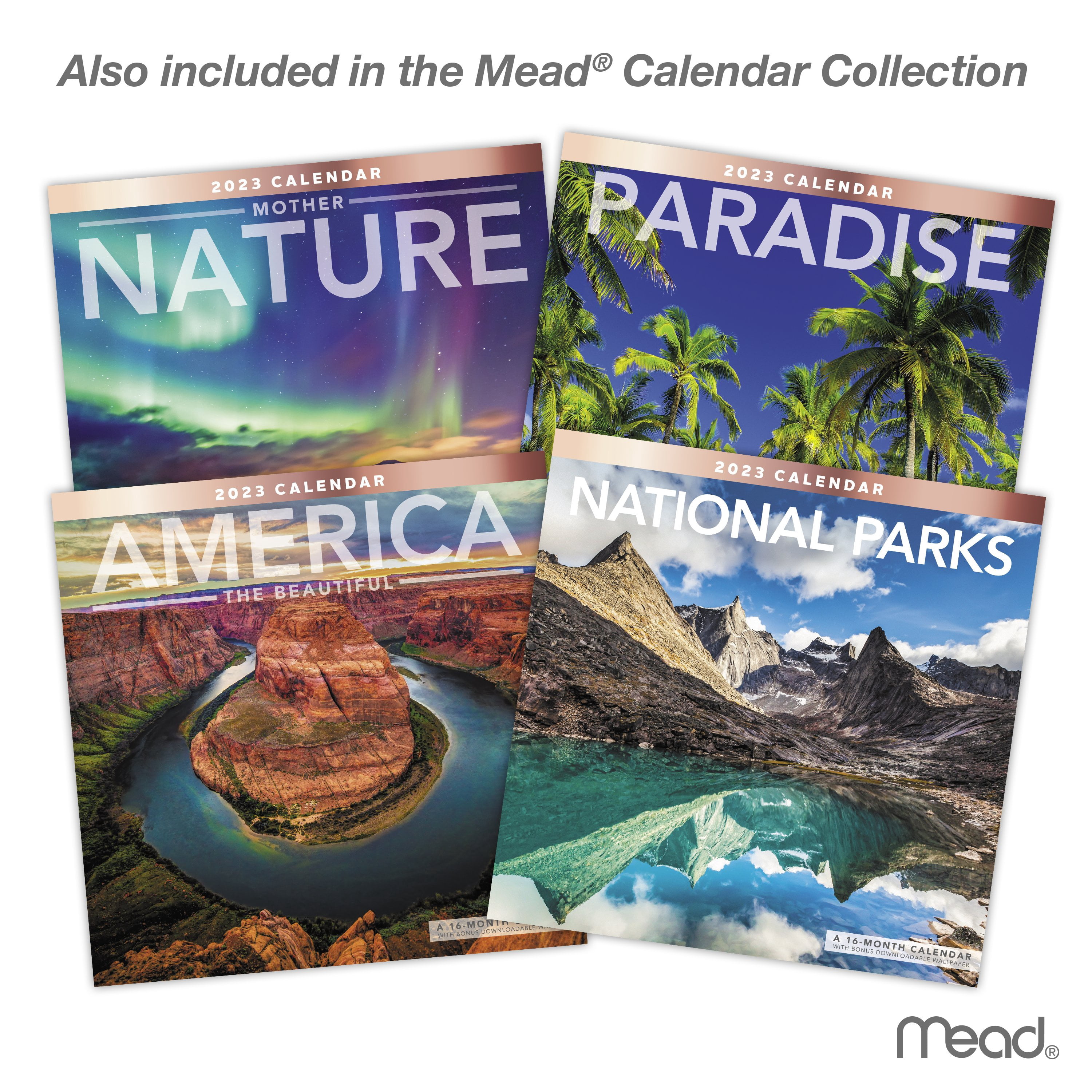 2023 Wall Calendar, Mother Nature, 12" x 12" by Mead (WMET091023)