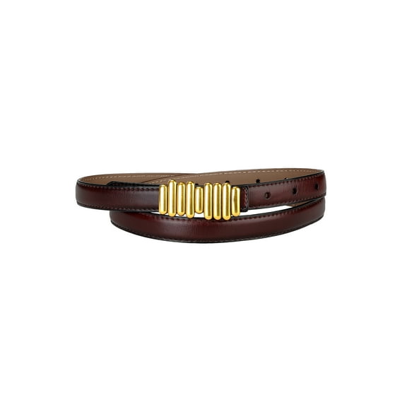 INSPIRE CHIC Women's Faux Leather Belts Jeans Dress Thin Waist Belt with Chic Designer Buckle Coffee