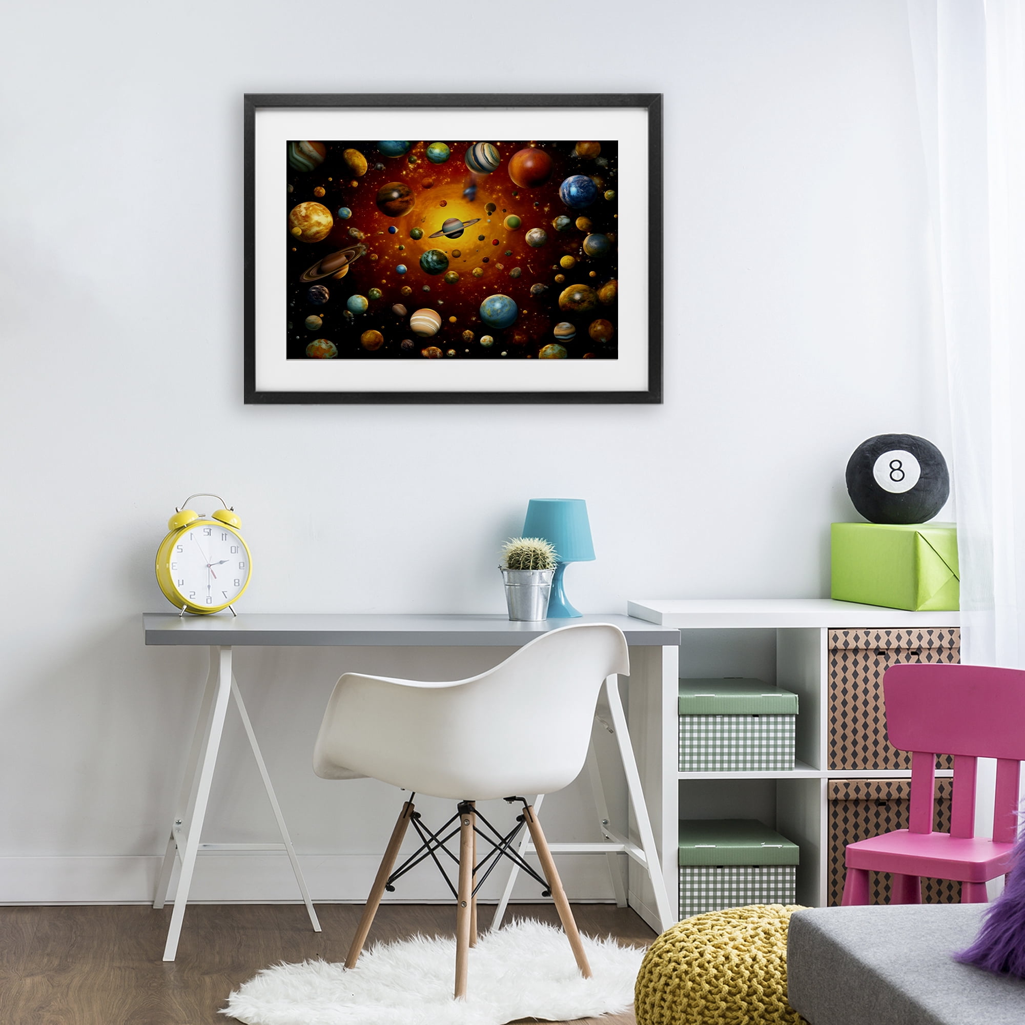 Stupell Industries Cosmic Marbles Galaxy Black Framed Print Under Glass, design by Ray Powers