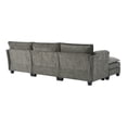 thumbnail image 6 of Hommoo 107-inch Cotton-Linen Velvet Texture L-shaped Sectional Sofa, 3 Seats Corner Sofa Set with Ottoman & Side Bag, Gray, 6 of 8