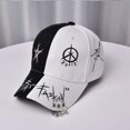 thumbnail image 1 of personalizado graffiti bts snapback gorras de béisbol negro y blanco patchwork hombres mujeres hip hop gorra papá sombrero casual hebilla sombrero, 1 of 4
