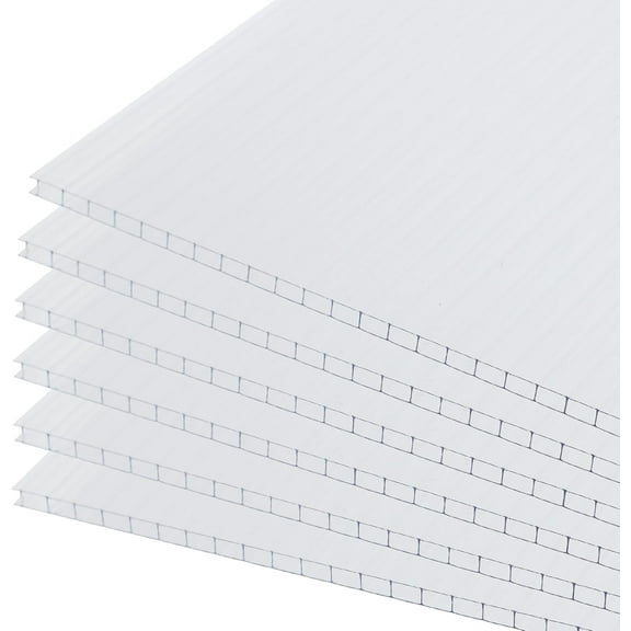 BPS 6Pcs 24"(W) x72(L)×0.16" Polycarbonate Panels, Waterproof UV Protected Reinforced Sheets, Outdoor Garden and Greenhouse Covering, Twin-Wall Clear Sheets