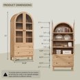 thumbnail image 3 of Arch Bookshelf with Storage Set of 2, Tall Bookcase with Glass Doors & Drawers, 3 of 7